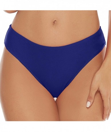 Tankinis Women Retro Sexy Brazilian Cut Bikini Bottom Hipster Low Rise Swim Brief - Navy Blue - C9192E7HT0U $27.95