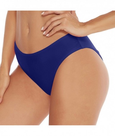 Tankinis Women Retro Sexy Brazilian Cut Bikini Bottom Hipster Low Rise Swim Brief - Navy Blue - C9192E7HT0U $27.95