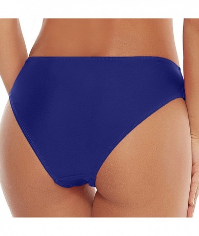 Tankinis Women Retro Sexy Brazilian Cut Bikini Bottom Hipster Low Rise Swim Brief - Navy Blue - C9192E7HT0U $27.95