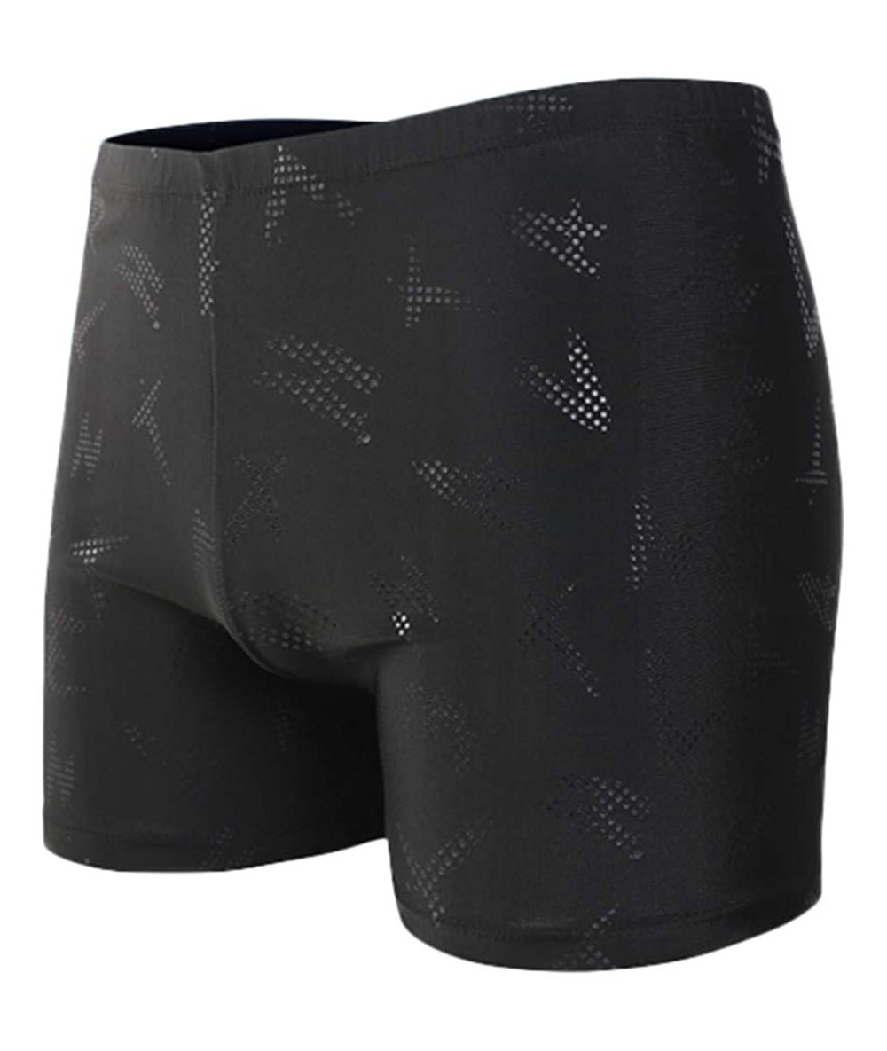 Racing Mens'Athletic Swim Trunks Boxer Brief Jammers Quick Dry Compression Square Leg Swim Brief Swimsuit Shorts - 005black -...