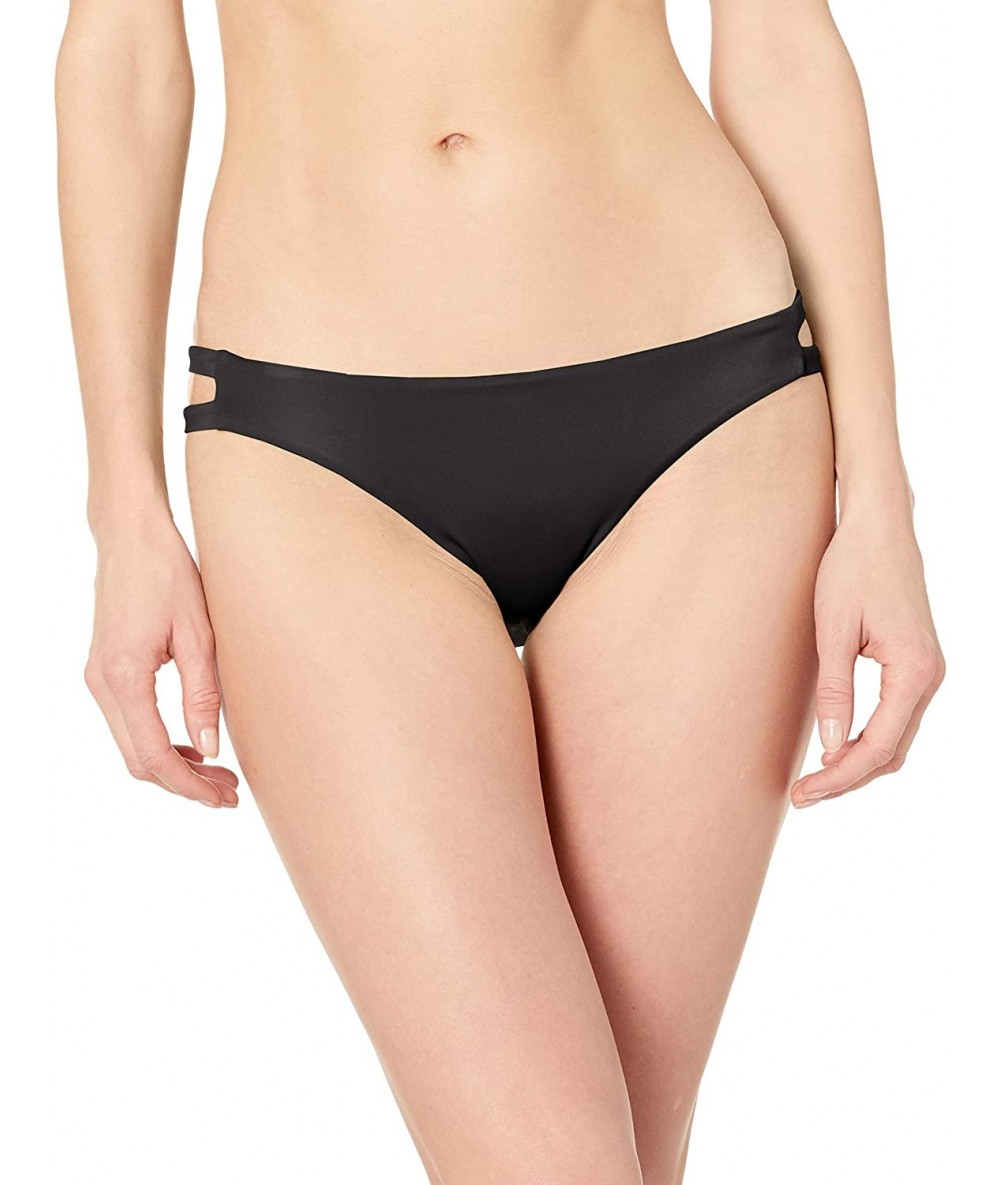 Tankinis Women's Solid Full Side Tab Bikini Bottoms - Black - CD18EQXZCL4 $40.52