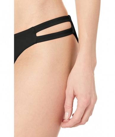 Tankinis Women's Solid Full Side Tab Bikini Bottoms - Black - CD18EQXZCL4 $40.52