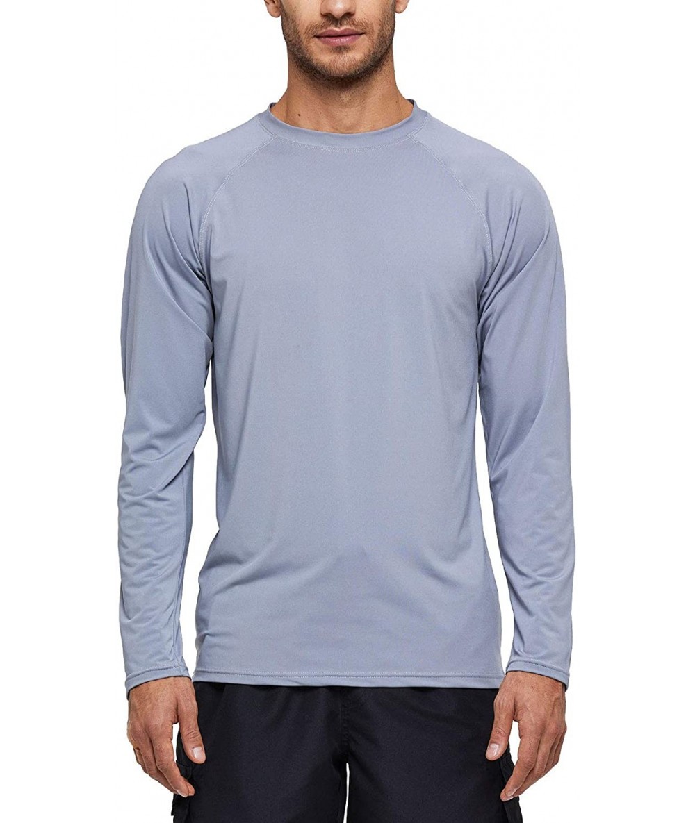 Rash Guards Men's Long-Sleeve Rashguards Sun Protection Shirts UPF 50+ Swim Shirts - Light Grey - C7197Y74HM3 $36.40