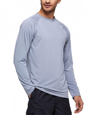 Rash Guards Men's Long-Sleeve Rashguards Sun Protection Shirts UPF 50+ Swim Shirts - Light Grey - C7197Y74HM3 $36.40