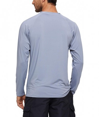 Rash Guards Men's Long-Sleeve Rashguards Sun Protection Shirts UPF 50+ Swim Shirts - Light Grey - C7197Y74HM3 $36.40