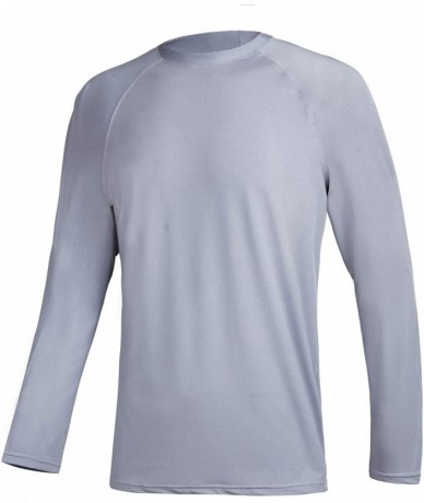 Rash Guards Men's Long-Sleeve Rashguards Sun Protection Shirts UPF 50+ Swim Shirts - Light Grey - C7197Y74HM3 $36.40