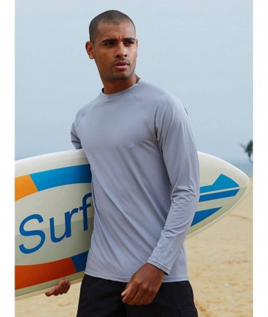 Rash Guards Men's Long-Sleeve Rashguards Sun Protection Shirts UPF 50+ Swim Shirts - Light Grey - C7197Y74HM3 $36.40