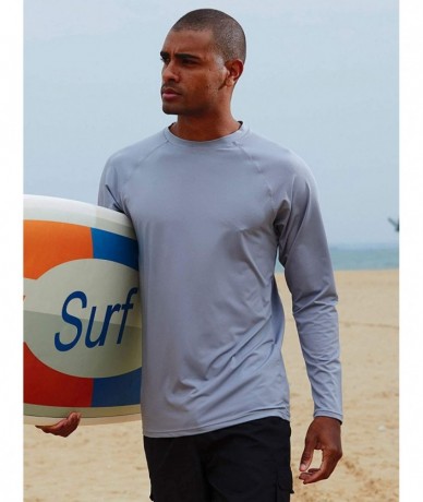 Rash Guards Men's Long-Sleeve Rashguards Sun Protection Shirts UPF 50+ Swim Shirts - Light Grey - C7197Y74HM3 $36.40