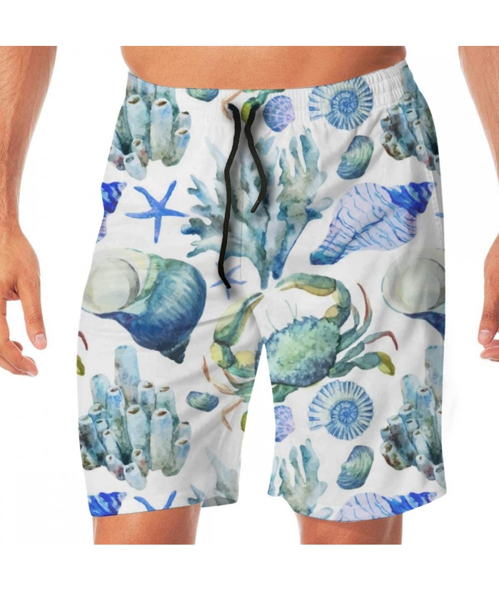 Trunks Men's Quick Dry Printed Short Swim Trunks 2 Pockets No Mesh Lining Swimwear - Conch Under Sea - CS190SIGXIA $43.70