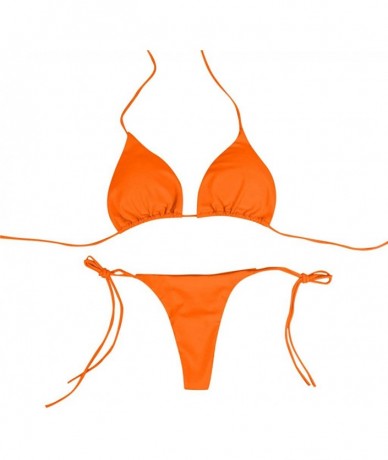 Sets Women Bandeau Bandage Bikini Set-NDGDA Sexy Push-Up Brazilian Swimwear Beachwear Swimsuit - Orange - C118TM7K7GT $22.18