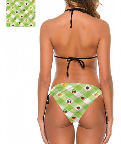 Bottoms Bikini Set Checkered- Classic Tartan Diagonal Very Flattering Style - Multi 13-two-piece Swimsuit - CR19E7KDNHZ $64.18