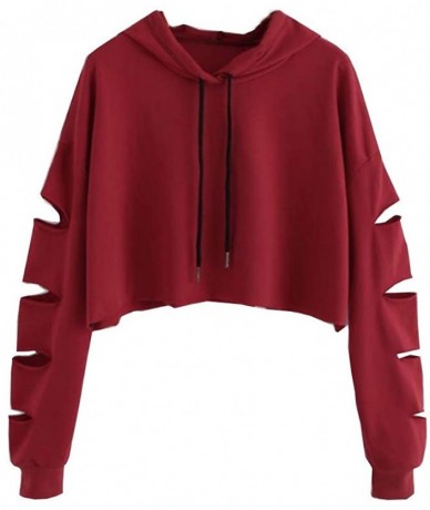 Racing Women Fashion Sweatshirt Moose Print Long Sleeve Crop Top Teens - Red2 - CX18LK9W2E8 $24.34