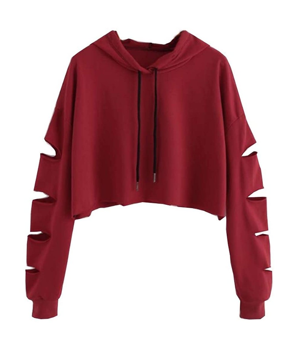 Racing Women Fashion Sweatshirt Moose Print Long Sleeve Crop Top Teens - Red2 - CX18LK9W2E8 $24.34