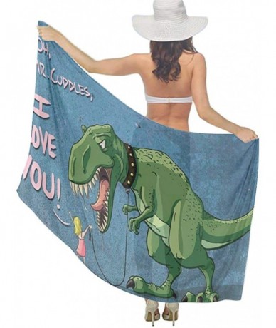 Cover-Ups Women Chiffon Sarong Beach Bikini Cover Up Wedding Party Shawls Wraps - Cute Girl and T Rex Dinosaur - CT190HIAA8I ...