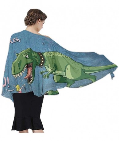 Cover-Ups Women Chiffon Sarong Beach Bikini Cover Up Wedding Party Shawls Wraps - Cute Girl and T Rex Dinosaur - CT190HIAA8I ...