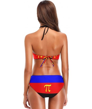 Sets Women Stripe Printing Push Up 2 Piece Bikini Sets Swimsuits Transgender Pride Flag - Polyamorous Pride Flag - CR193SQR36...