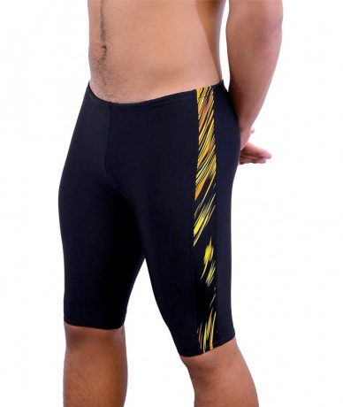 Racing Boys & Mens Extra Life Spandex Athletic Jammer Swimsuit Swim Shorts - Black/Gold2 - CG12FYOPM8D $41.61