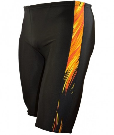 Racing Boys & Mens Extra Life Spandex Athletic Jammer Swimsuit Swim Shorts - Black/Gold2 - CG12FYOPM8D $41.61