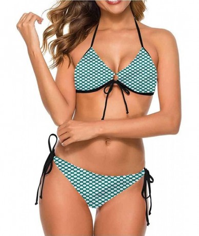 Bottoms Bikini Set Teal- Abstract Vertical Curvy Stripe Fits All Different Body Types - Multi 14-two-piece Swimsuit - CO19E77...