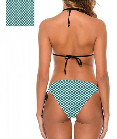 Bottoms Bikini Set Teal- Abstract Vertical Curvy Stripe Fits All Different Body Types - Multi 14-two-piece Swimsuit - CO19E77...