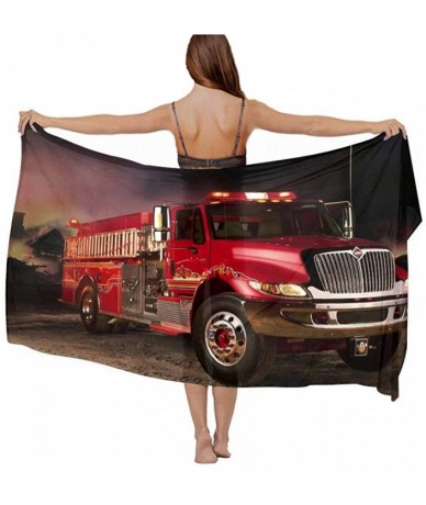 Cover-Ups Women Chiffon Scarf Summer Beach Wrap Skirt Swimwear Bikini Cover-up - Fire Truck Wallpaper - C8190HHS04W $44.68