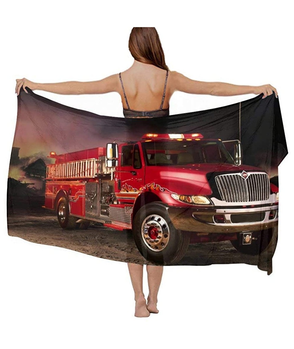 Cover-Ups Women Chiffon Scarf Summer Beach Wrap Skirt Swimwear Bikini Cover-up - Fire Truck Wallpaper - C8190HHS04W $44.68