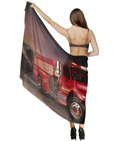 Cover-Ups Women Chiffon Scarf Summer Beach Wrap Skirt Swimwear Bikini Cover-up - Fire Truck Wallpaper - C8190HHS04W $44.68