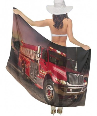 Cover-Ups Women Chiffon Scarf Summer Beach Wrap Skirt Swimwear Bikini Cover-up - Fire Truck Wallpaper - C8190HHS04W $44.68