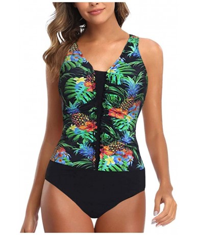 Cover-Ups Women's Halter Plus Size Swimwear National Print Tankini Swimjupmsuit Plus Size Swimsuit Beachwear Padded 3green - ...