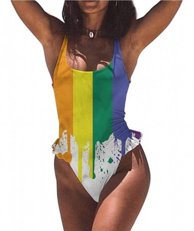 Bottoms Bikini Rainbow- Cute Unicorns on The Sky and Fully Functional - Multi 04-one-piece Swimsuit - CK19E78KKRI $61.45