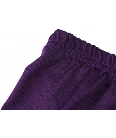 Board Shorts Lace Shorts for Women Plus Size Mid Waist Lace Hot Shorts Elastic Sports Pants Trousers Trunks - Purple - CK19C2...