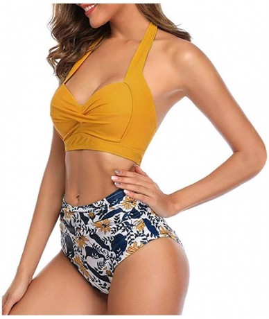 Tops Women's Fashion Sling Bandeau Bikini Sets Bathing Suits Two Pieces SFE Summer Tummy Control High Waisted Swimsuit - Yell...