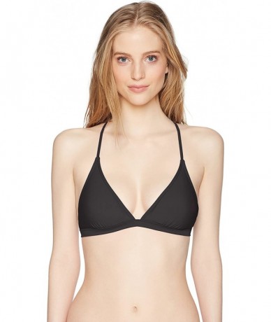 Tops Women's Junior's Classic Surf Cross Back Bikini Top Swim Suit - Black/Black - CV18IDW5WWY $50.88