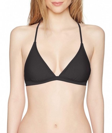 Tops Women's Junior's Classic Surf Cross Back Bikini Top Swim Suit - Black/Black - CV18IDW5WWY $50.88