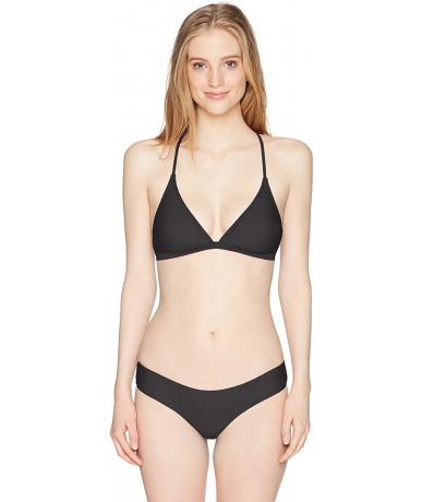 Tops Women's Junior's Classic Surf Cross Back Bikini Top Swim Suit - Black/Black - CV18IDW5WWY $50.88