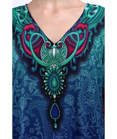 Cover-Ups Kaftan Tunic One Size Cover Up Maxi Dresses Lougewear Embellished Kimono (103-Blue- One Size) - C212MA7K5K0 $36.46