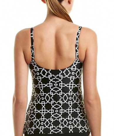 Tops Women's Scoop Neck Tankini Top Swimsuit - Casablanca Black - CX1862UUW8I $59.83