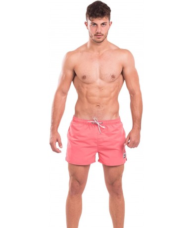 Board Shorts Men's Beach Board Shorts Swimwear Swimsuits Swim Surfing Boxer Trunks - Red - CJ18EMQNUDL $56.19