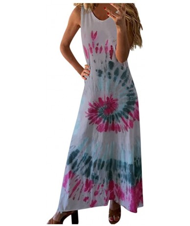 Cover-Ups Women's Tank Maxi Dress Summer Casual Bohemian Spaghetti Strap Sleeveless Printed Long Maxi Dress Beach Sundress - ...