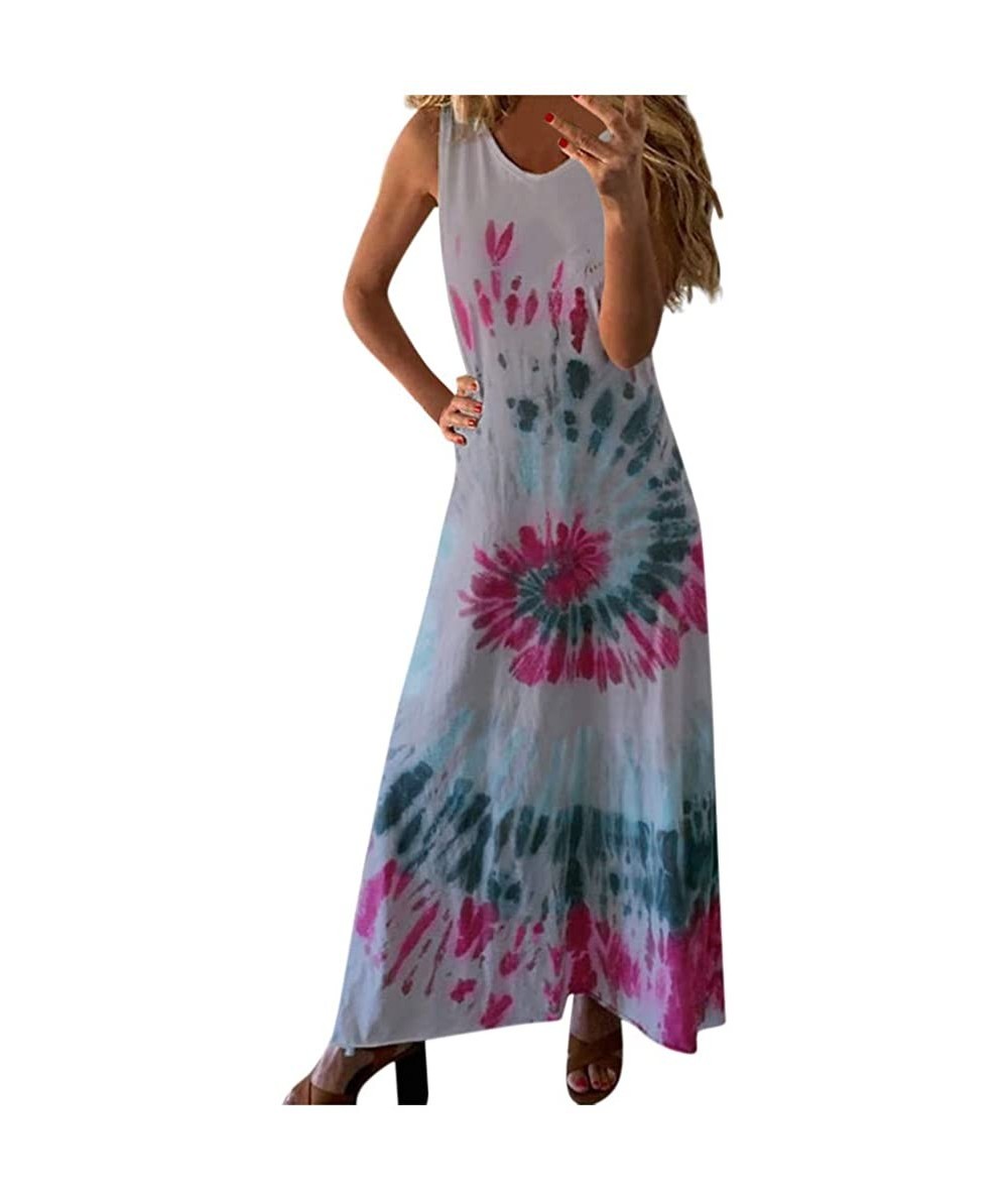 Cover-Ups Women's Tank Maxi Dress Summer Casual Bohemian Spaghetti Strap Sleeveless Printed Long Maxi Dress Beach Sundress - ...