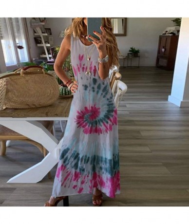 Cover-Ups Women's Tank Maxi Dress Summer Casual Bohemian Spaghetti Strap Sleeveless Printed Long Maxi Dress Beach Sundress - ...