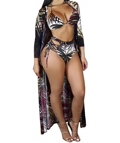 One-Pieces Womens Printed One Piece Swimsuit and Long Beach Bikini Poncho Cover Up Set - Dark Green - CD18CCKWM8L $48.05