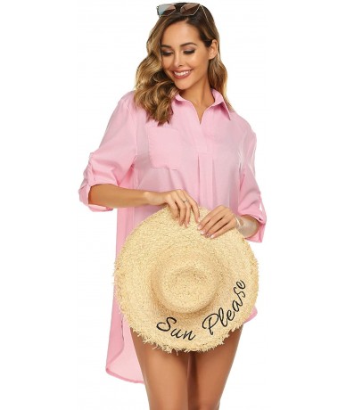 Cover-Ups Women's Swimsuit Beach Cover Up Shirt Bikini Beachwear Bathing Suit Beach Dress S-XL - Light Pink - CY18TKHLIXR $36.81