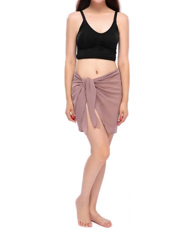 Cover-Ups Women's Chiffon Cover Up Beach Sarong Wrap Mini Skirts Swimwear Pareo Bikini Cover-ups - A-short-khaki - C318URIMQY...