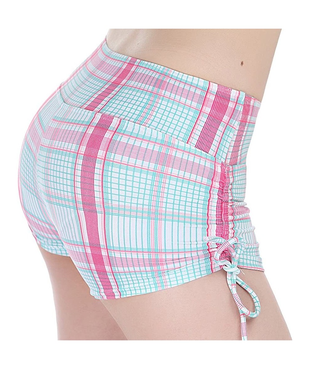 Bottoms Women's Drawstring Swim Board Shorts Beach Bikini Swimsuit Bottoms - Pink Lattice - CG18CMWTHL8 $30.30