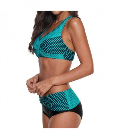 Racing Womens Bathing Suits Swim Bottoms Padded Halter Bikini Two Piece Swimsuits - Green - CC1952U7R2X $83.54