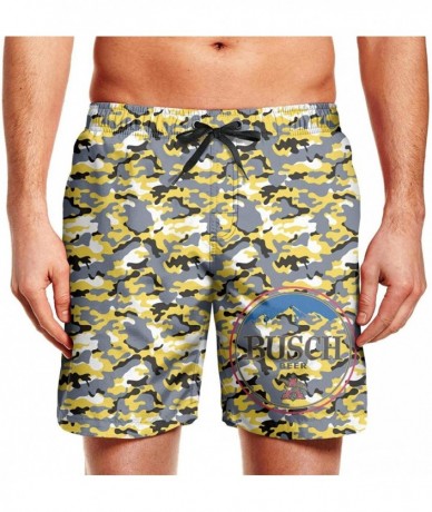 Board Shorts Men Medium Length Busch-Beer-Pole- Men's Swimwear Trunks Sports with Pockets Beach Shorts - Busch Beer Sign - CK...