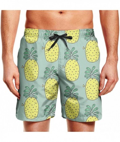 Board Shorts Men's Sportwear Quick Dry Board Shorts Happy World Teeth Day Swim Trunks - Hawaiian Pineapple - CU18QX7SYWZ $54.66