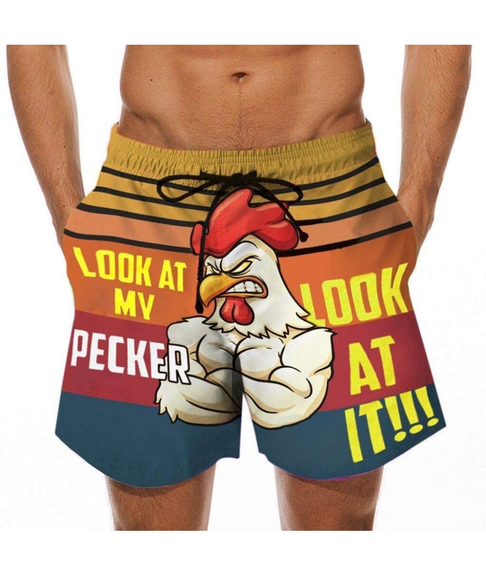 Board Shorts Drawstring Shorts Men Look at My Pecker Cock Print Special Funny Quick Dry Beach Swimtrunks Festival Casual Shor...