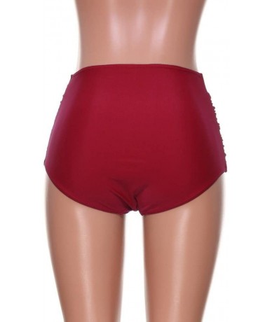 Bottoms Summer Hot! Women's High Waisted Swim Bottom Ruched Bikini Tankini Swimsuit Briefs - Red - CS18EXR2A9A $20.58